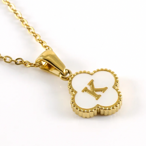 Initial Pendant Clover Necklace, Reversible two ways to wear.