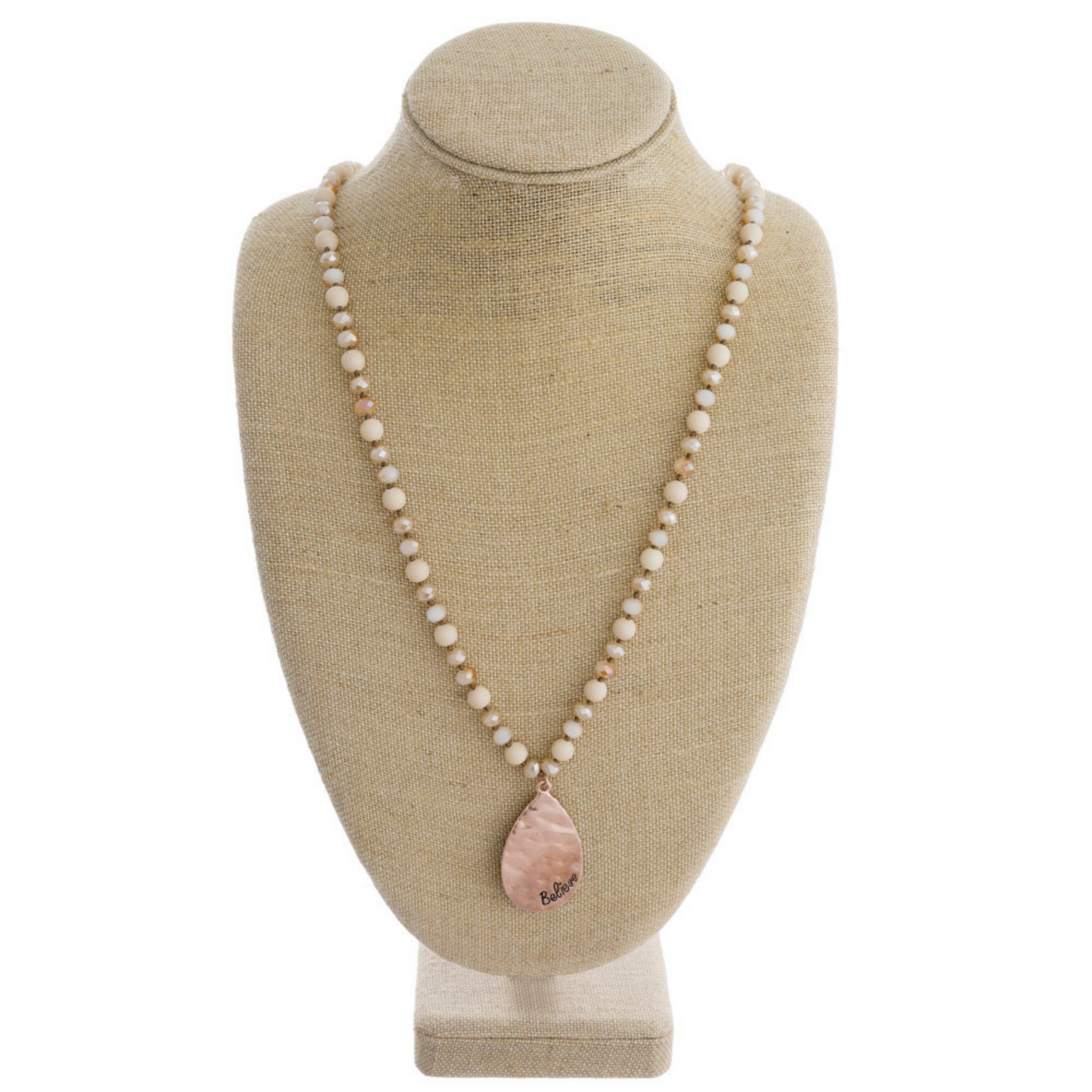 "Believe" Long Beaded Necklace