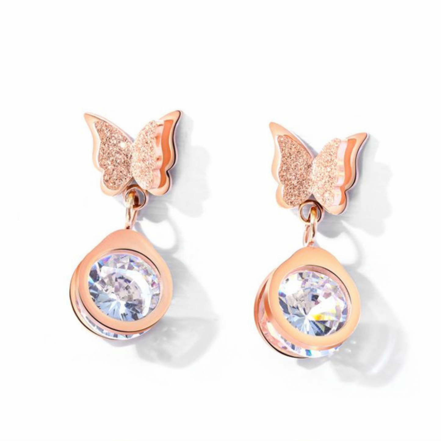 Beautiful Stainless Steel Butterfly Frosted Earring