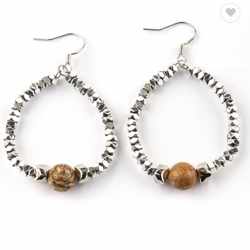Bohemian Natural Stone Hoop Earrings