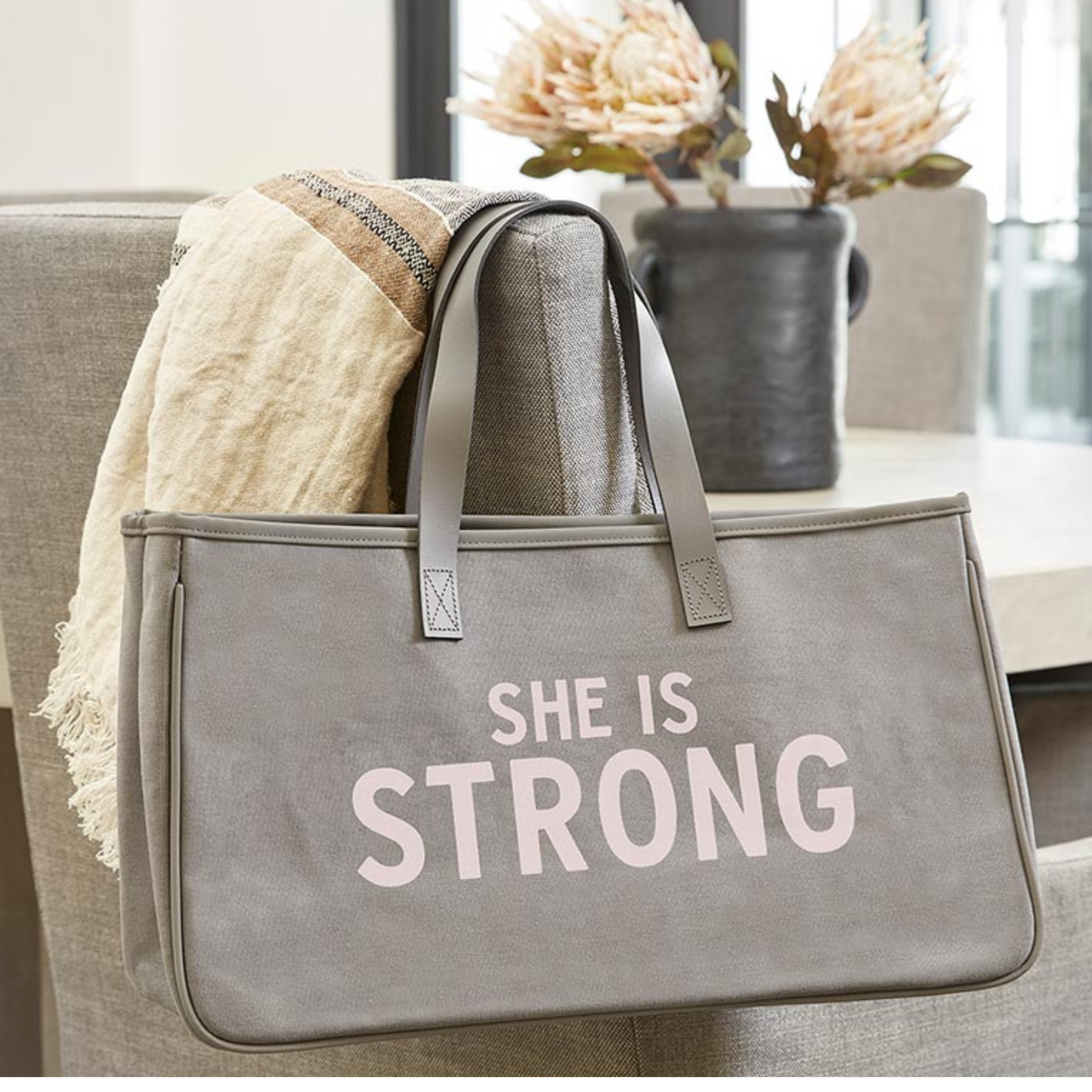 Large Canvas Tote - She is Strong
