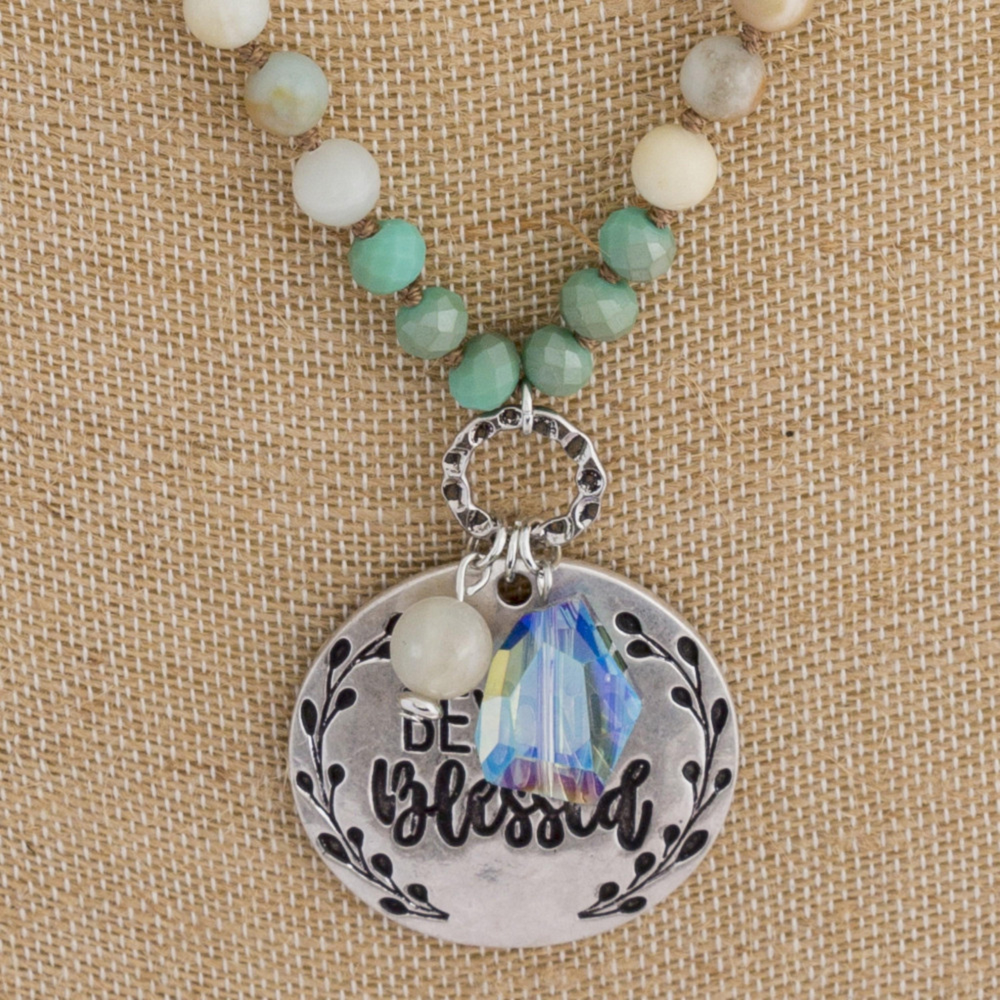 Beautiful Long Beaded Necklace with message, "Beyond Blessed"