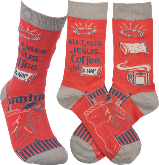 Socks - All I Need is Jesus, Coffee, and Nap