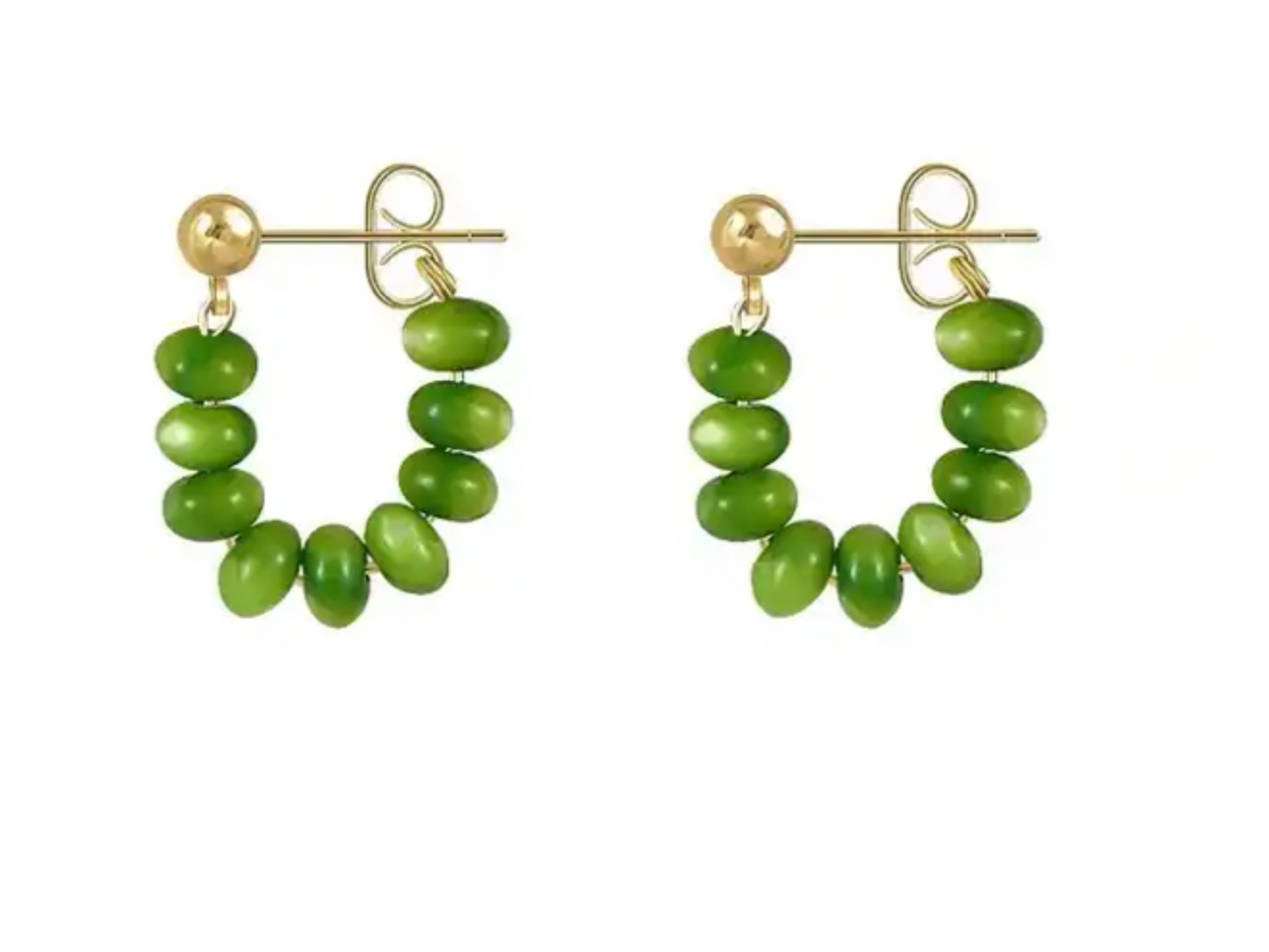 New Creative String Green Opals Earring Gold Plated Opal Circle Hoop Earrings