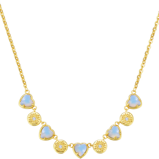Sterling Silver Moonstone Heart Pendant Necklace for Women