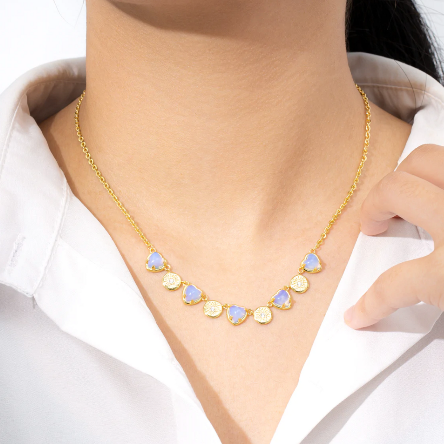 Sterling Silver Moonstone Heart Pendant Necklace for Women