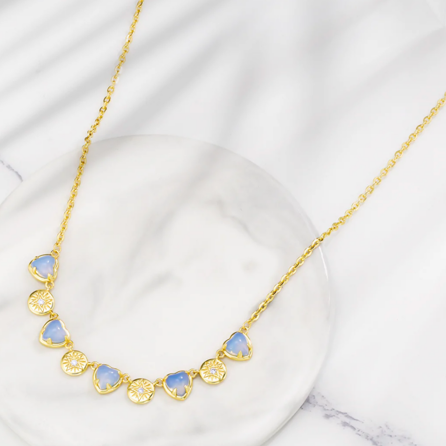 Sterling Silver Moonstone Heart Pendant Necklace for Women