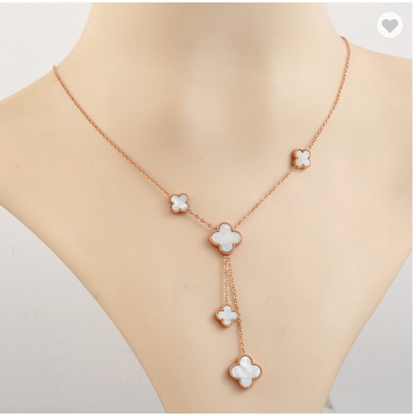 Rose Gold Clover Shell Necklace