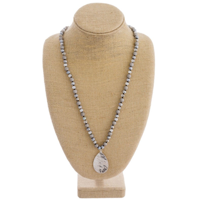 " Faith " Long Beaded Necklace
