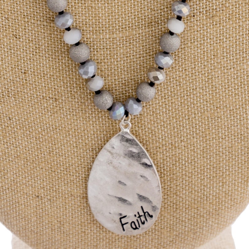 " Faith " Long Beaded Necklace