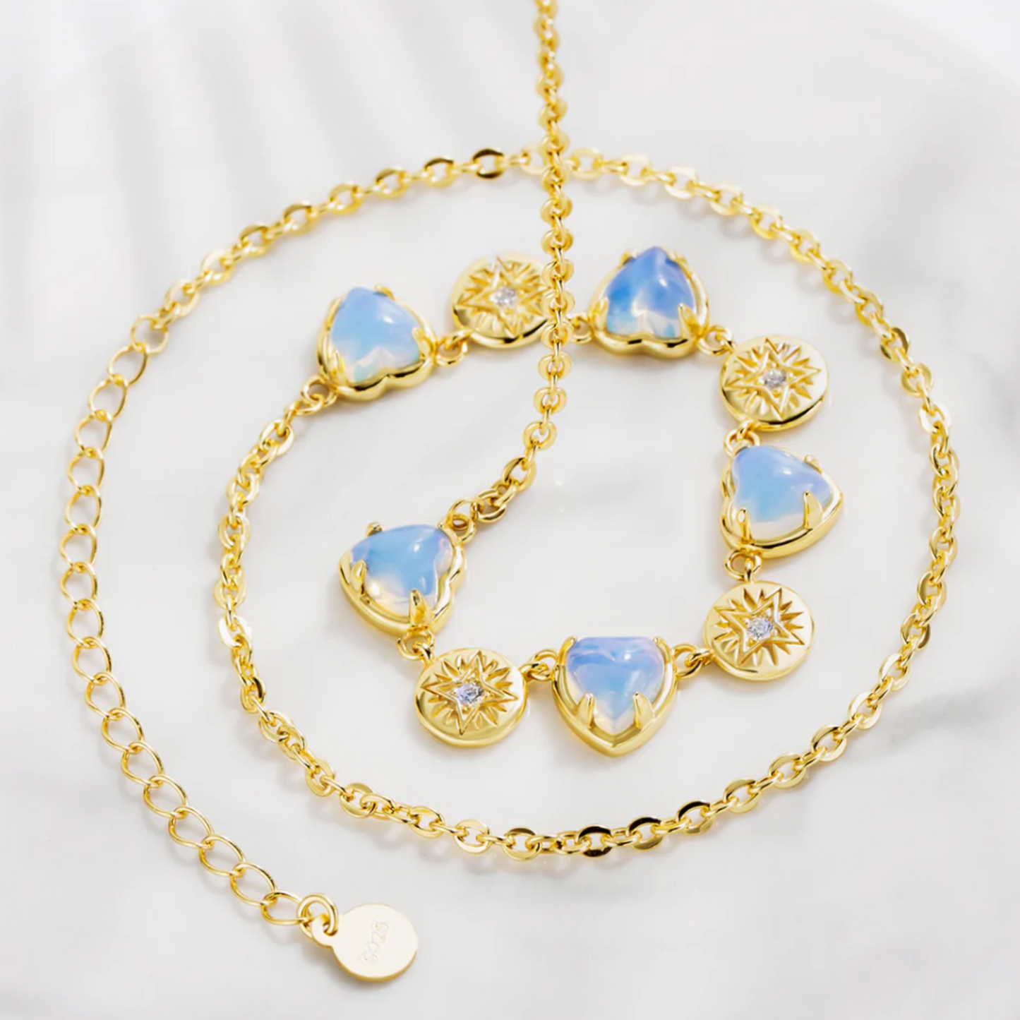 Sterling Silver Moonstone Heart Pendant Necklace for Women